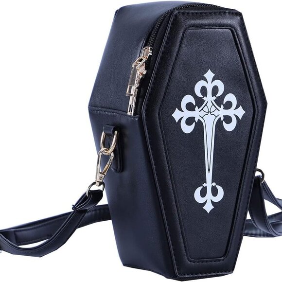 Handbags - Gothic PU Leather Bag Women’s Crossbody Coffin Shape Bag Cell Phone Purse Small
